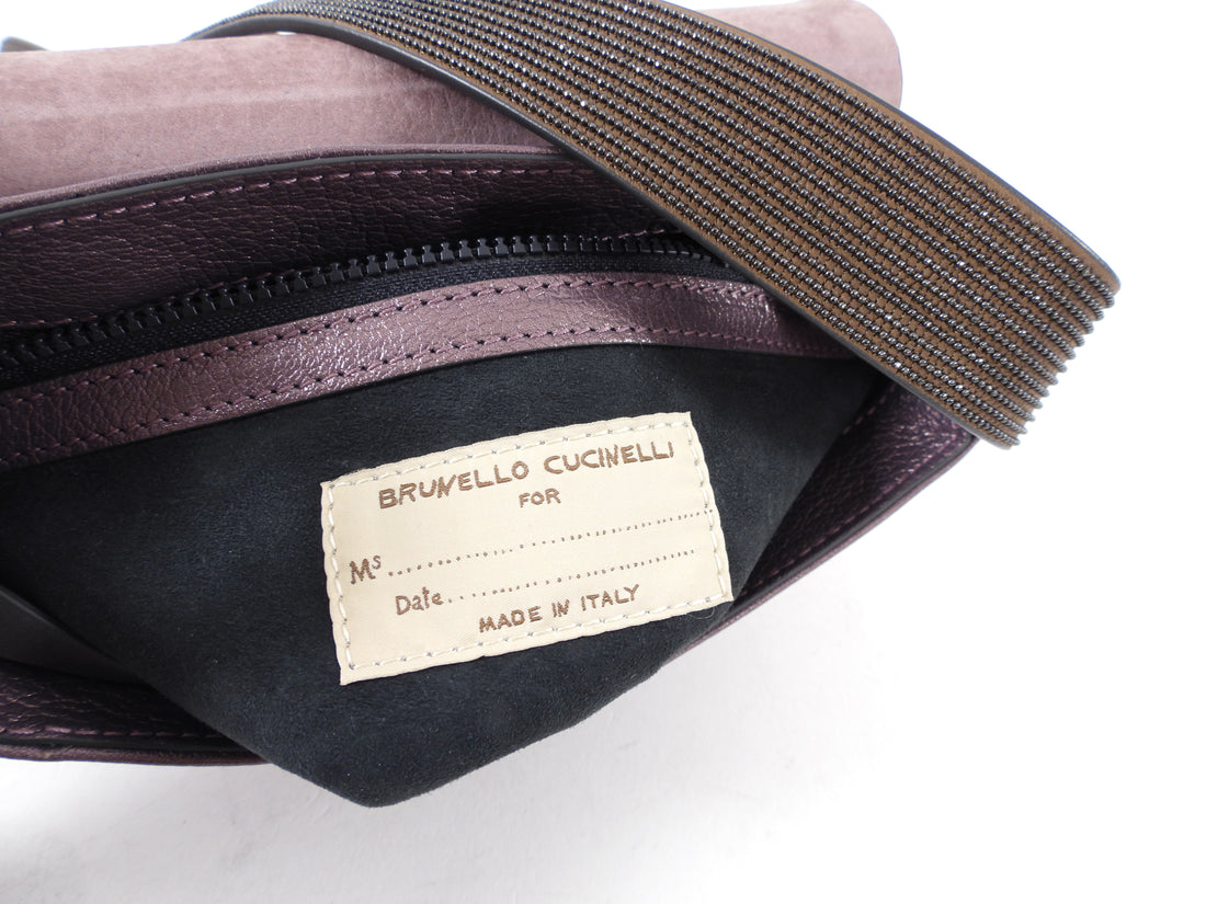 Brunello Cucinelli Dark Purple Metallic Monili Crossbody Bag