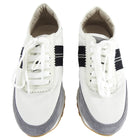 Brunello Cucinelli White Nylon and Grey Suede Bead Sneakers Running Shoes - 6.5