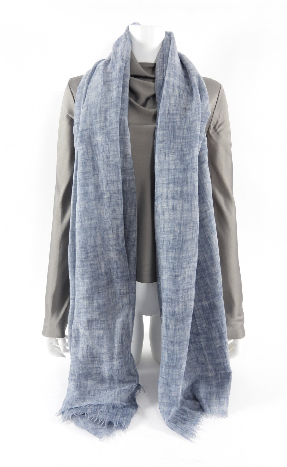 Brunello Cucinelli Blue Cashmere Silk Large Shawl Scarf