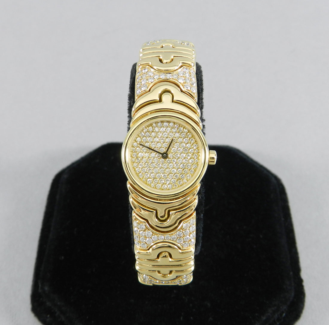 Bulgari Ladies Yellow Gold Diamond Parenthesis Quartz Bangle Wristwatch, c1993