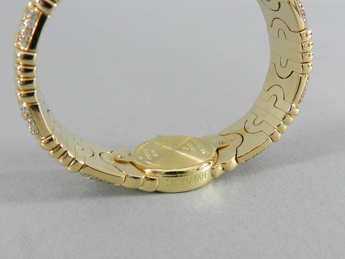Bulgari Ladies Yellow Gold Diamond Parenthesis Quartz Bangle Wristwatch, c1993