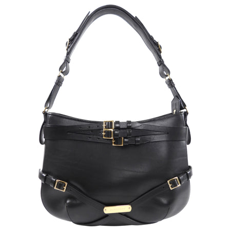 Burberry Black Leather Bridle Hobo Shoulder Bag