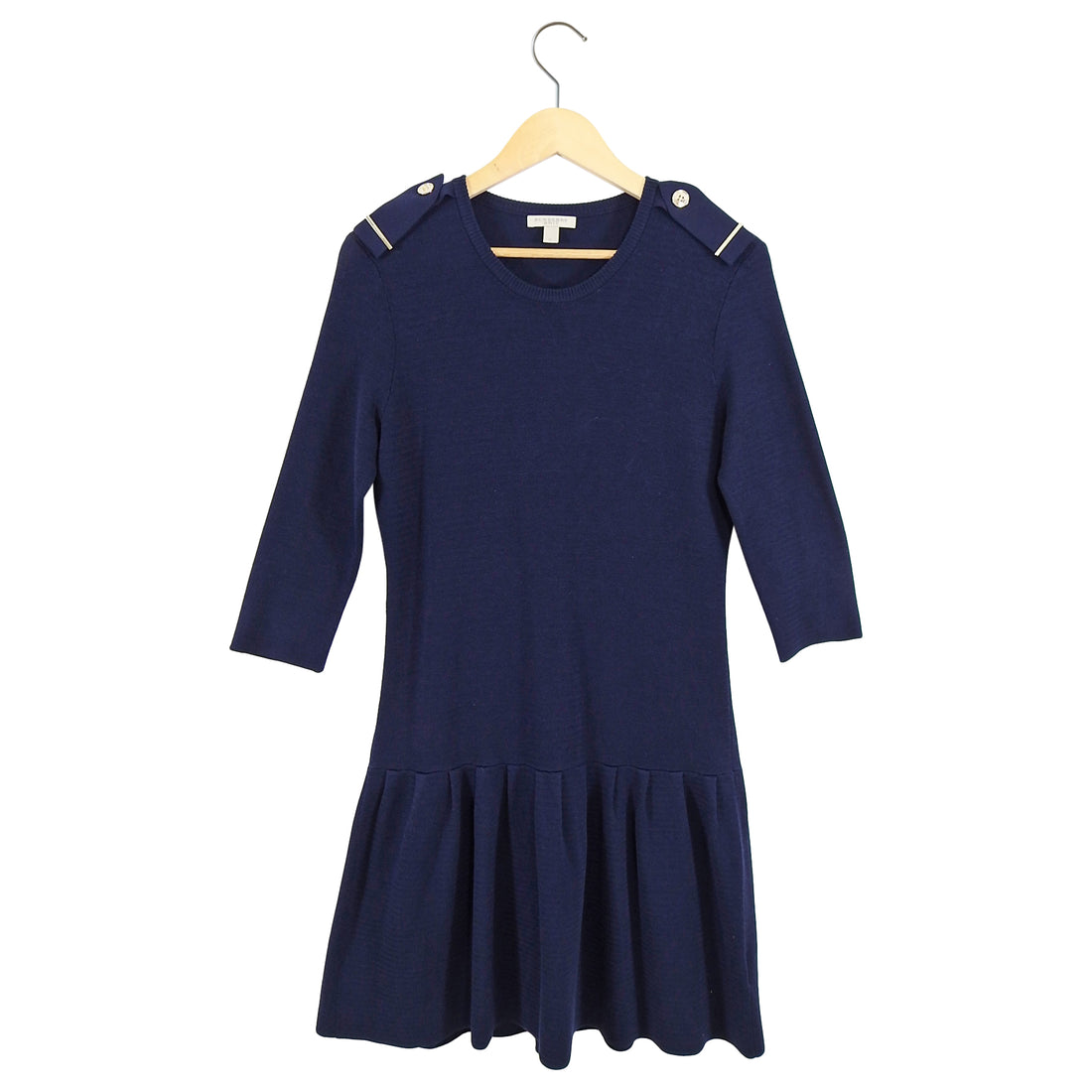 Burberry Brit Navy Knit Jersey Dress with Pleat Hem M – I MISS