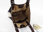 Burberry Canvas Giant Check Tote bag with Brown Leather Trim