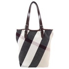 Burberry Canvas Giant Check Tote bag with Brown Leather Trim