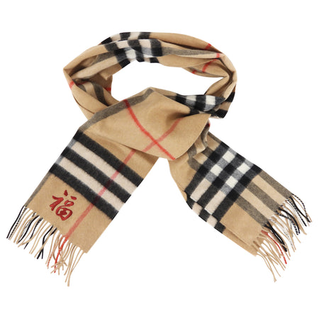 Burberry Nova Check Cashmere with Chinese Good Luck Character