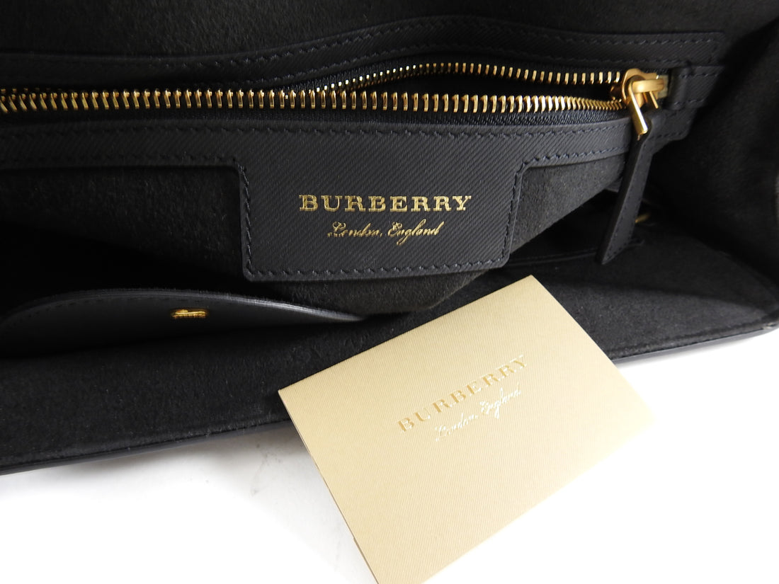 Burberry DK88 Medium Bicolor Black and Beige Trench Leather Bag