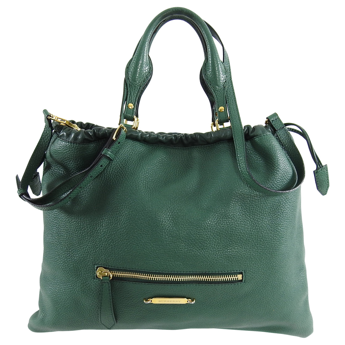 Burberry Green Large Leather Tote Bag with Shoulder Strap