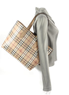 Burberry Haymarket Beige Reversible Tote Bag