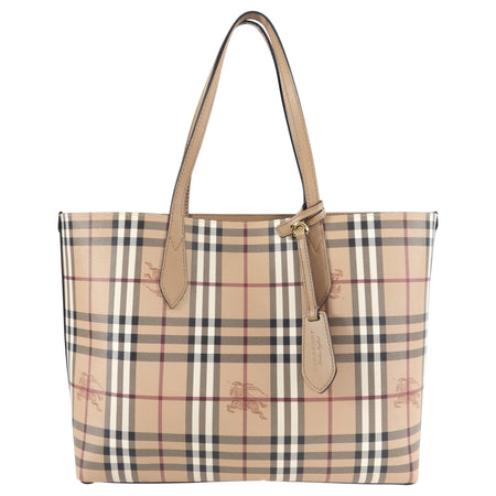 Burberry Haymarket Beige Reversible Tote Bag