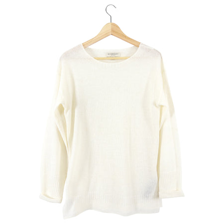 Burberry London Ivory Light Knit Long Sleeve Sweater - M