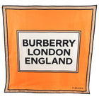 Burberry London Orange Silk 90cm Logo Runway Show Attendee Scarf