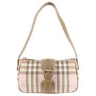 Burberry London Pink Coated Canvas Nova Check Mini Baguette Bag