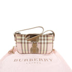 Burberry London Pink Coated Canvas Nova Check Mini Baguette Bag