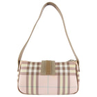 Burberry London Pink Coated Canvas Nova Check Mini Baguette Bag