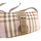 Burberry London Pink Coated Canvas Nova Check Mini Baguette Bag