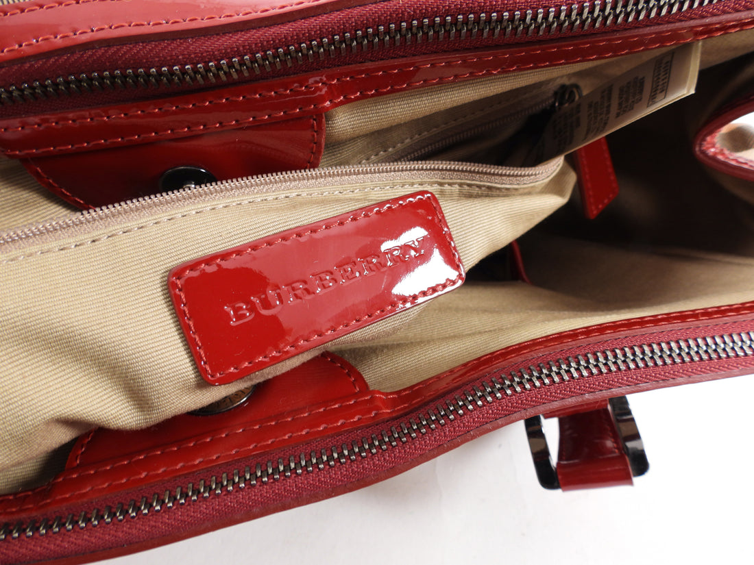 Burberry Nova Check Patent Leather-Trimmed Tote - Neutrals Totes, Handbags  - BUR383467