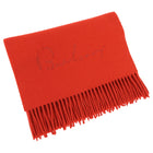 Burberry Red Embroidered Logo 100% Cashmere Long Scarf