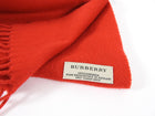 Burberry Red Embroidered Logo 100% Cashmere Long Scarf