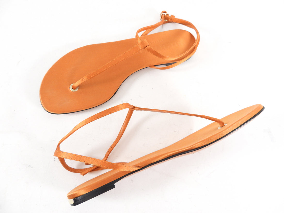 Burberry Orange Satin Flat Thong Sandal - 38.5