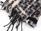 Burberry Black Ivory Beige Tweed Wool Long Scarf