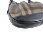 Burberry Shadow Check Coated Canvas and Leather Hobo Bag