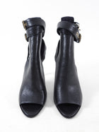 Burberry Black Leather Acoustic Overfield 100mm Peep Toe Ankle Boot - 38