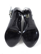 Burberry Black Leather Acoustic Overfield 100mm Peep Toe Ankle Boot - 38
