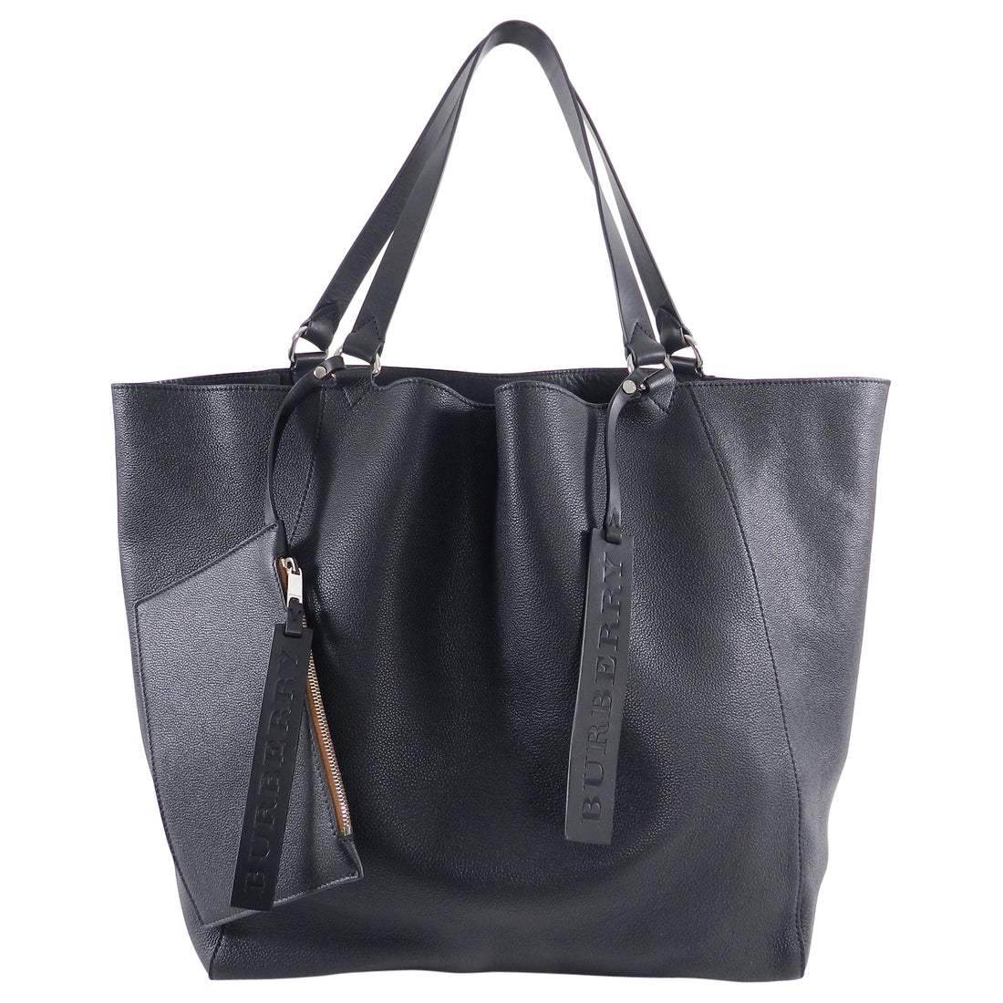 Burberry Extra Large Black Floppy Grained Leather Tote Bag