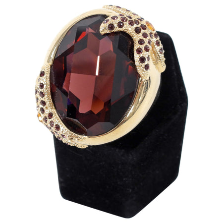 Michelle Monroe Burgundy Crystal Gold Starfish Statement Cocktail Ring - 9.5