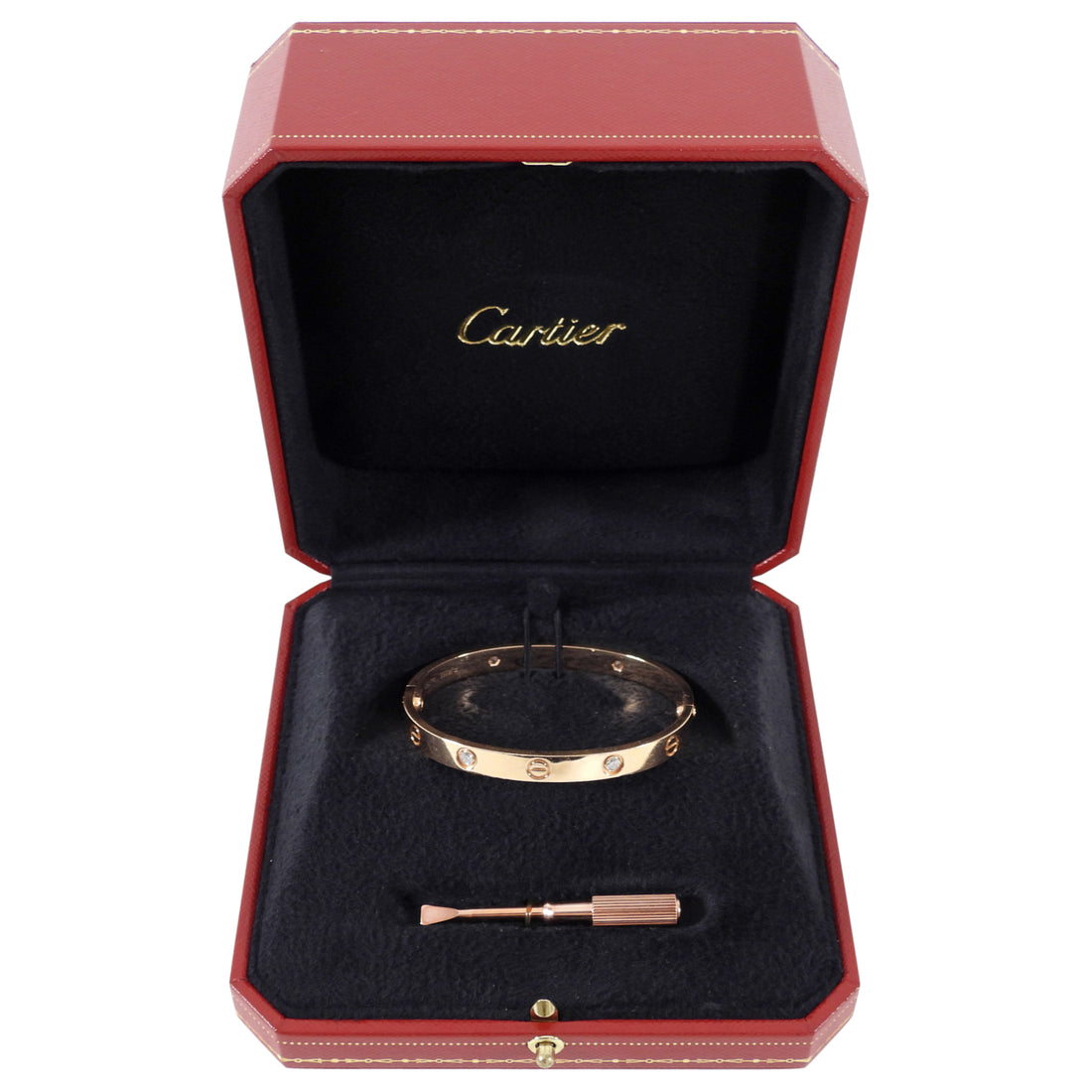 Cartier 18k Rose Gold Diamond Love Bracelet size 17