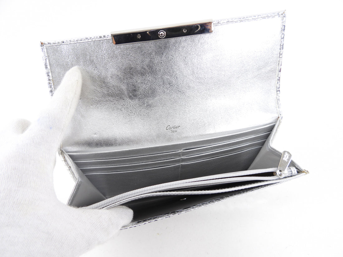 Cartier Vintage 2008 Silver Leather Continental Wallet