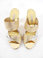 Casadei Gold and Silver Metallic Woven Mules - 40 / 9.5