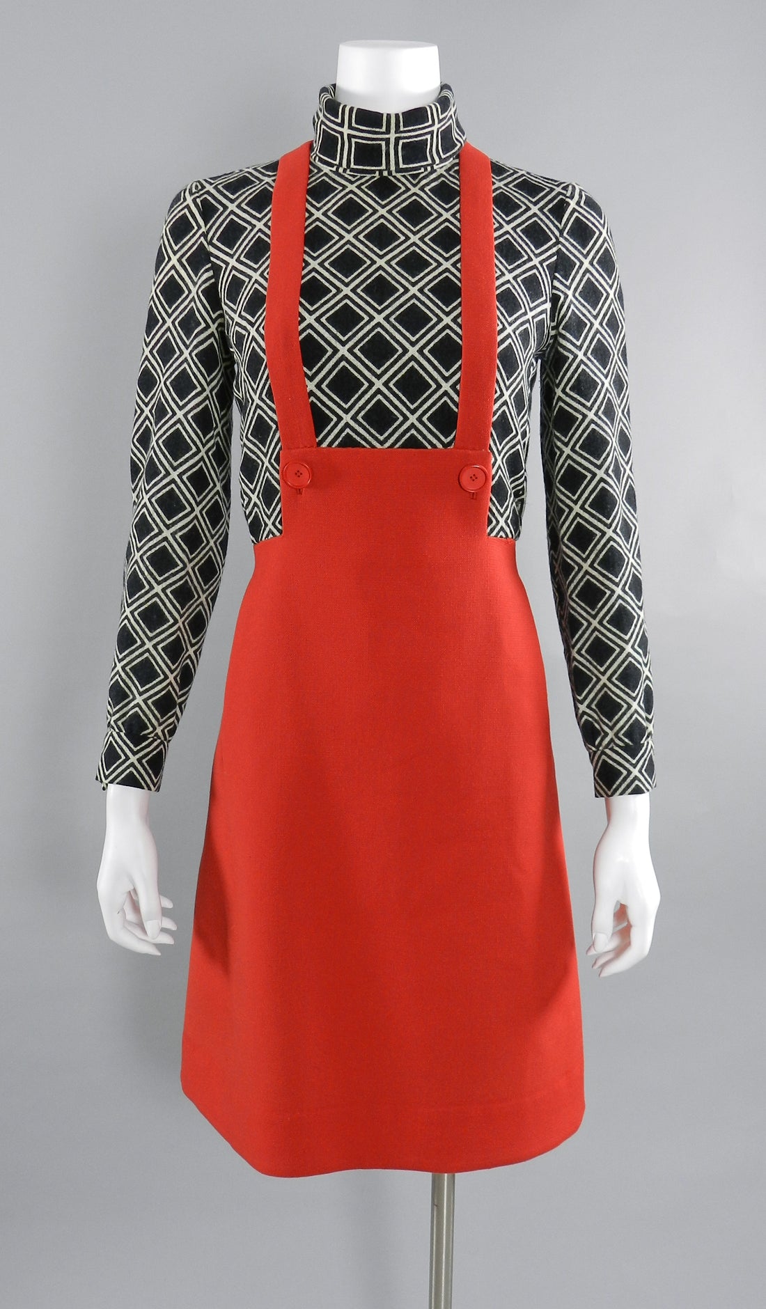 Vintage 1960's Antonio Castillo Graphic Mod Red and Black Dress