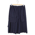 Comme des Garcons Navy Wool Gabardine Pleat Skirt - XS