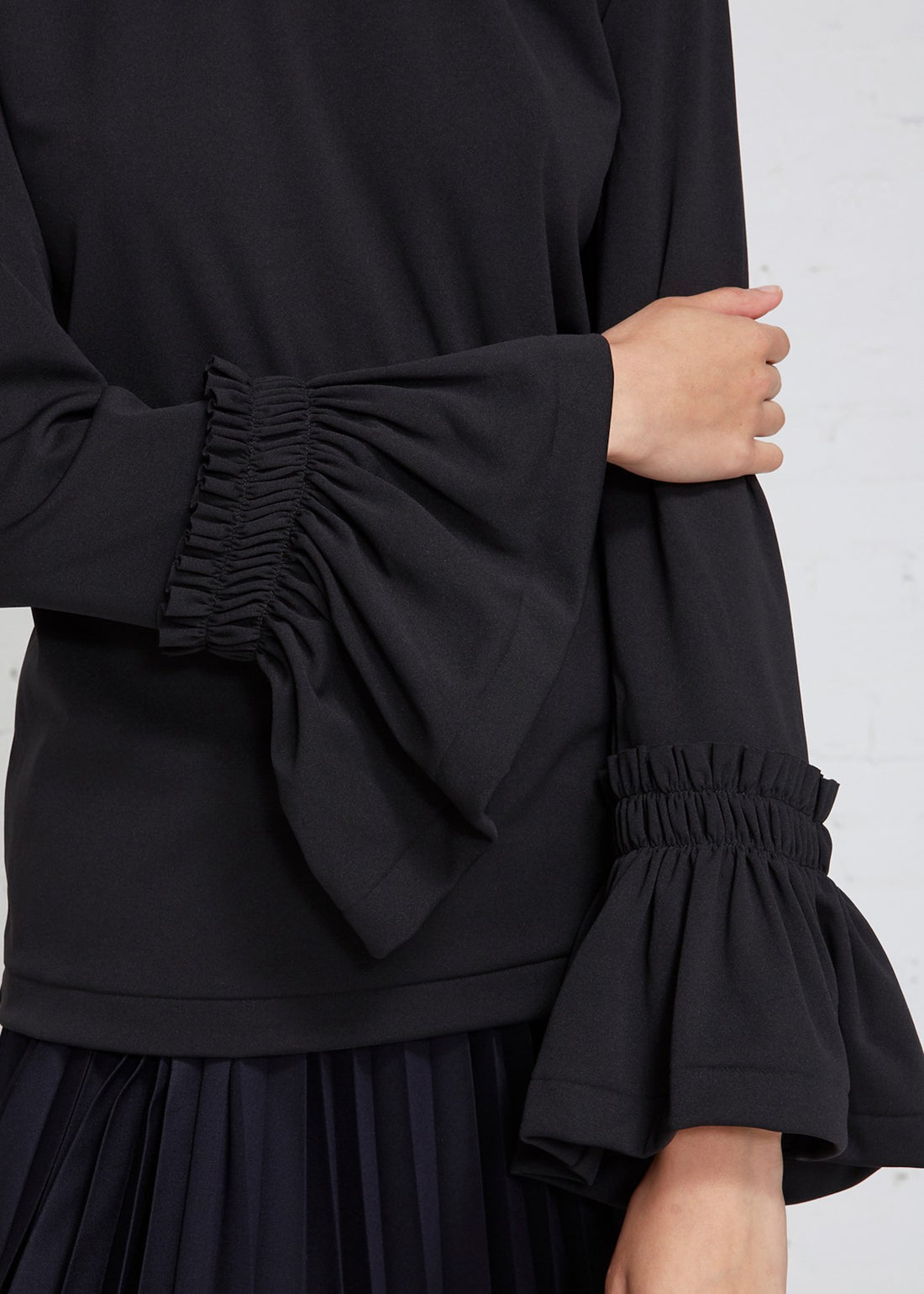 Comme des Garcons Black Shirt with Ruffle Cuffs - L