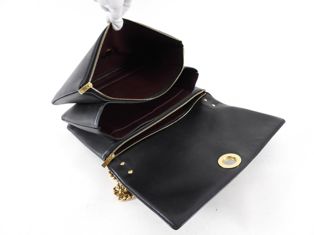 Celine Black Leather Chain Strap Triple Bag