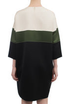 Celine Ivory Green Black Color Block Shift Dress