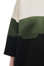 Celine Ivory Green Black Color Block Shift Dress