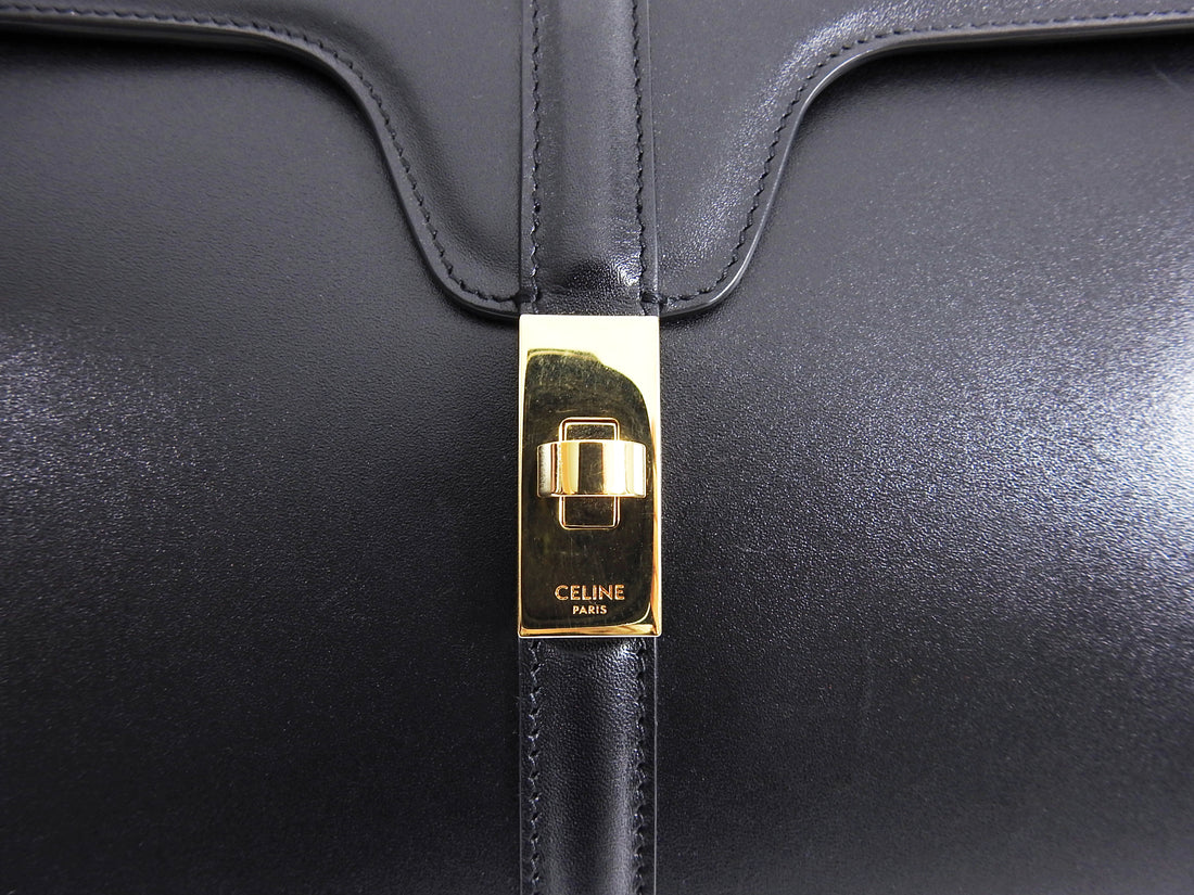 Celine Hedi Slimane Medium New 16 Bag in Black Satinated Calfskin