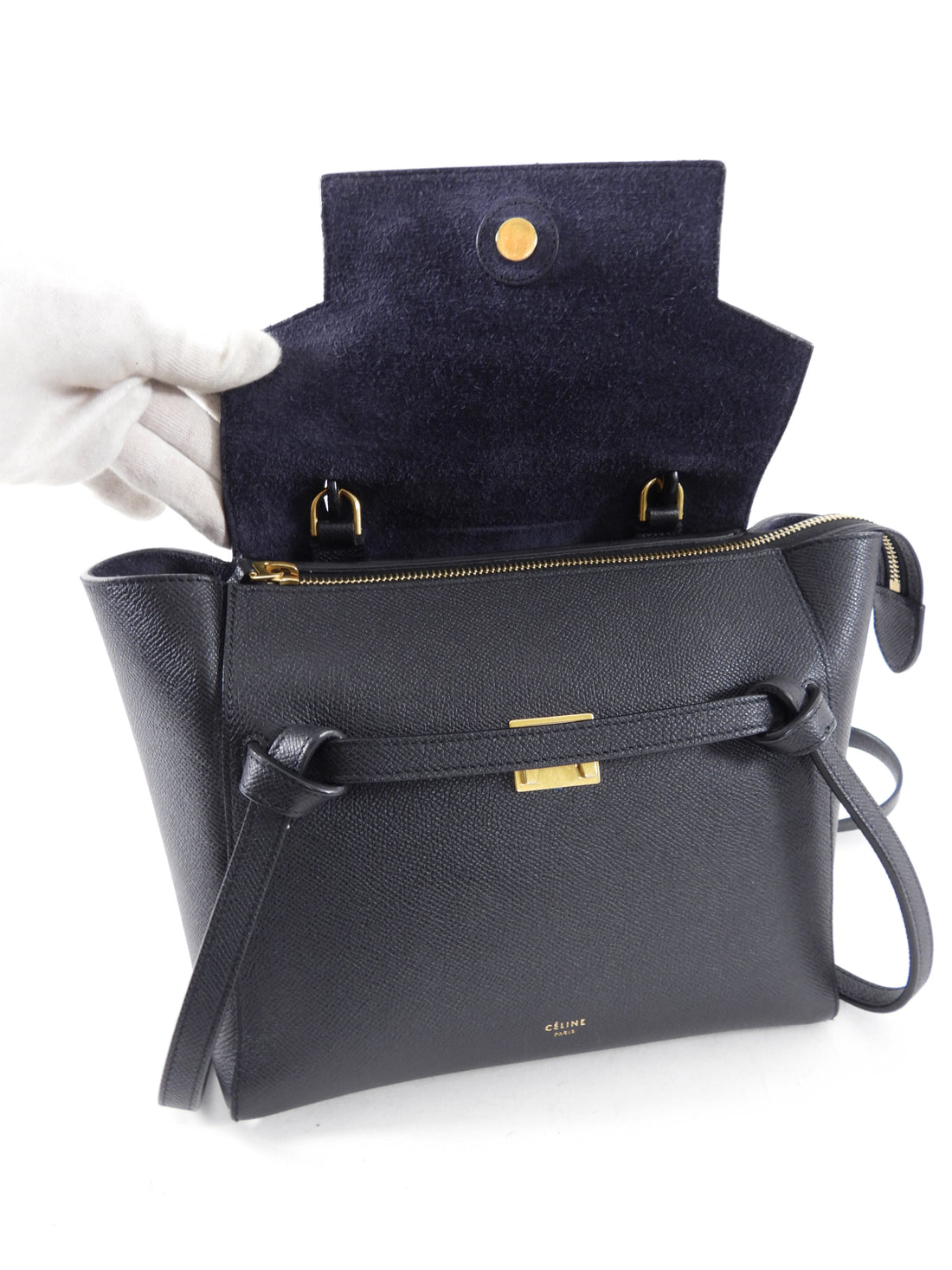 Celine Micro Grained Black Leather Belt Bag