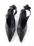 Celine Black Leather V-Neck Slingback Heels - 40