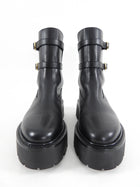 Celine Black Track Sole Double Buckle Ankle Boots - 37 / USA 7