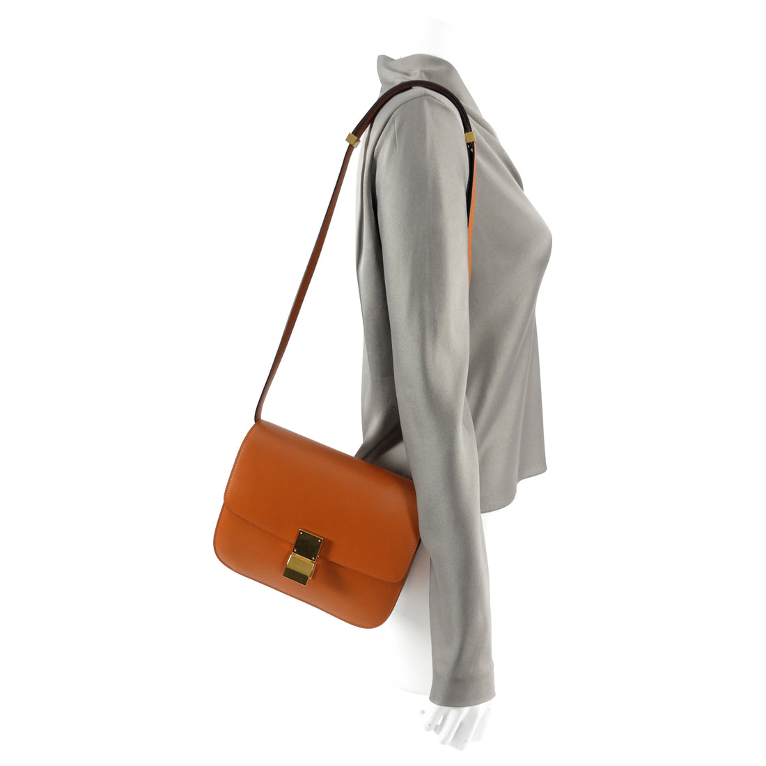 Celine Medium Brown Smooth Calfskin Box Shoulder Bag