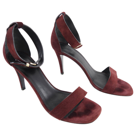 Celine Burgundy Suede High Heel Sandals - 39.5 (9.5)