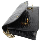 Celine Vintage 1980’s Black Crocodile Box Shoulder Bag