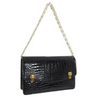 Celine Vintage 1980’s Black Crocodile Box Shoulder Bag