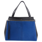 Celine Blue Pony and Black Leather Edge Bag