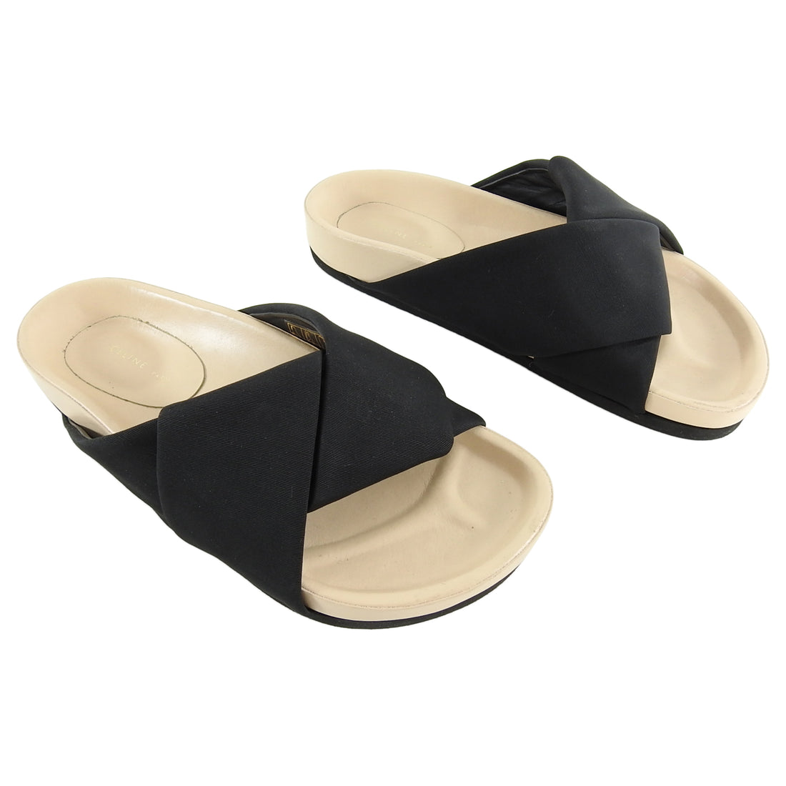 Celine Phoebe Philo Black Crepe Flat Twist Footbed Sandals - 5