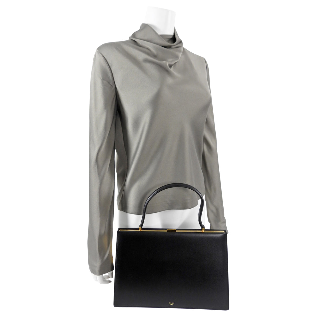 Celine Medium Black Clasp Handbag In Smooth Leather – I Miss You Vintage